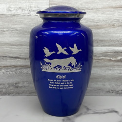Customer Gallery - Duck Hunting Dog Cremation Urn - Midnight Blue