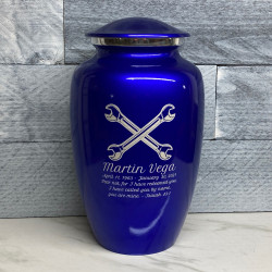 Customer Gallery - Mechanic Wrench Cremation Urn - Midnight Blue