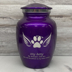 Customer Gallery - Small Angel Wings Pet Cremation Urn - Purple Luster
