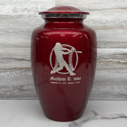 Customer Gallery - Baseball Cremation Urn - Ruby Red