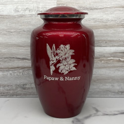 Customer Gallery - Hummingbird Flowers Cremation Urn - Ruby Red