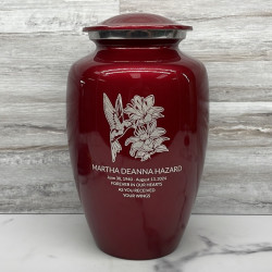 Customer Gallery - Hummingbird Flowers Cremation Urn - Ruby Red