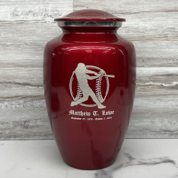 Customer Gallery - Baseball Cremation Urn - Ruby Red