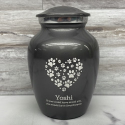 Customer Gallery - Small Pawprint Heart Pet Cremation Urn - Gunmetal Gray