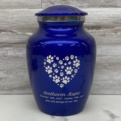 Customer Gallery - Small Pawprint Heart Pet Cremation Urn - Midnight Blue