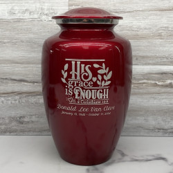 Customer Gallery - His Grace Is Enough Cremation Urn - Ruby Red