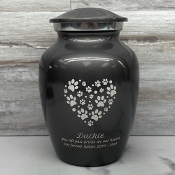 Customer Gallery - Small Pawprint Heart Pet Cremation Urn - Gunmetal Gray