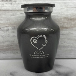 Customer Gallery - Keepsake Paw Prints On My Heart Pet Cremation Urn - Gunmetal Gray