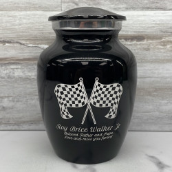 Customer Gallery - Race Checkered Flag Sharing Urn - Jet Black