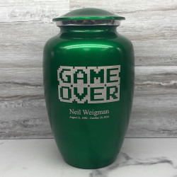 Customer Gallery - Game Over Cremation Urn - Shamrock Green