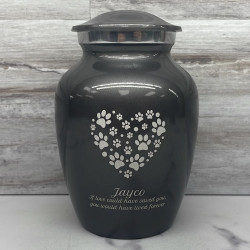 Customer Gallery - Small Pawprint Heart Pet Cremation Urn - Gunmetal Gray