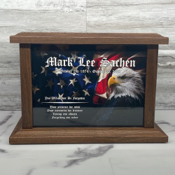 Customer Gallery - American Flag Bald Eagle Cremation Urn - Prestige Walnut
