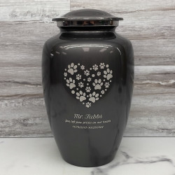 Customer Gallery - Extra Large Pawprint Heart Pet Cremation Urn - Gunmetal Gray