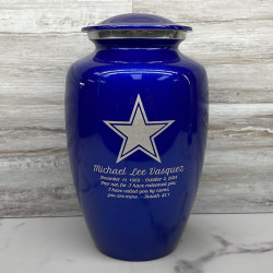 Customer Gallery - Dallas Star Cremation Urn - Midnight Blue