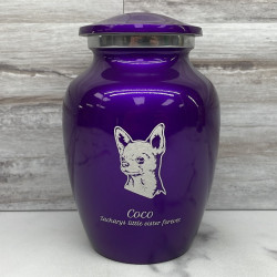 Customer Gallery - Small Chihuahua Dog Cremation Urn - Purple Luster