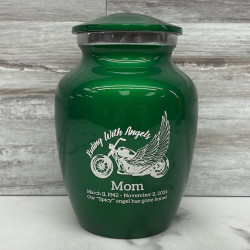 Customer Gallery - Riding with Angels Motorcycle Sharing Urn - Shamrock Green