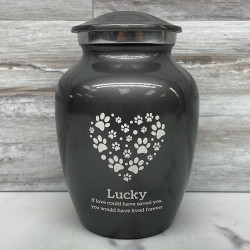 Customer Gallery - Small Pawprint Heart Pet Cremation Urn - Gunmetal Gray