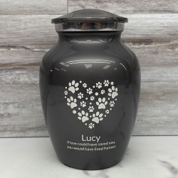 Customer Gallery - Small Pawprint Heart Pet Cremation Urn - Gunmetal Gray