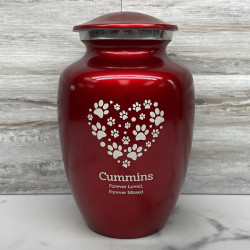 Customer Gallery - Large Pawprint Heart Pet Cremation Urn - Ruby Red