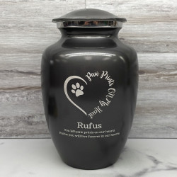 Customer Gallery - Large Paw Prints On My Heart Pet Cremation Urn - Gunmetal Gray