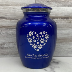 Customer Gallery - Small Pawprint Heart Pet Cremation Urn - Midnight Blue