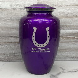 Customer Gallery - Horseshoe Cremation Urn - Purple Luster