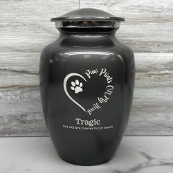 Customer Gallery - Large Paw Prints On My Heart Pet Cremation Urn - Gunmetal Gray