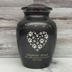 Customer Gallery - Small Pawprint Heart Pet Cremation Urn - Gunmetal Gray
