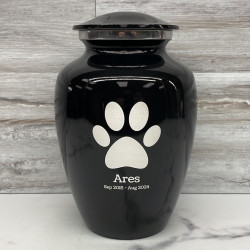 Customer Gallery - Large Paw Print Pet Cremation Urn - Jet Black