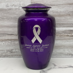 Customer Gallery - Cancer Ribbon Cremation Urn - Purple Luster
