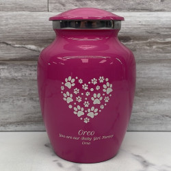 Customer Gallery - Small Pawprint Heart Pet Cremation Urn - Rose Pink