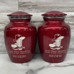 Customer Gallery - Cowboy Boots Sharing Urn - Ruby Red