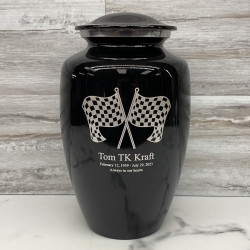 Customer Gallery - Race Checkered Flag Cremation Urn - Jet Black