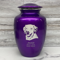 Customer Gallery - Large Yellow Lab Dog Cremation Urn - Purple Luster