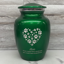 Customer Gallery - Small Pawprint Heart Pet Cremation Urn - Shamrock Green