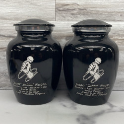 Customer Gallery - Microphone Hand Sharing Urn - Jet Black