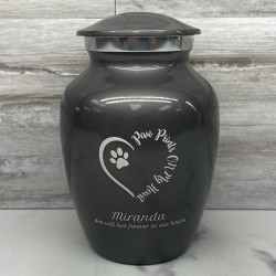 Customer Gallery - Small Paw Prints On My Heart Pet Cremation Urn - Gunmetal Gray