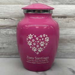 Customer Gallery - Small Pawprint Heart Pet Cremation Urn - Rose Pink