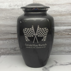 Customer Gallery - Race Checkered Flag Cremation Urn - Gunmetal Gray