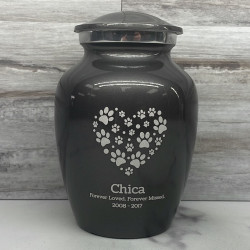 Customer Gallery - Small Pawprint Heart Pet Cremation Urn - Gunmetal Gray