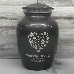 Customer Gallery - Small Pawprint Heart Pet Cremation Urn - Gunmetal Gray