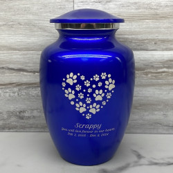 Customer Gallery - Large Pawprint Heart Pet Cremation Urn - Midnight Blue