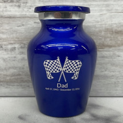 Customer Gallery - Race Checkered Flag Keepsake Urn - Midnight Blue