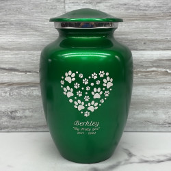 Customer Gallery - Large Pawprint Heart Pet Cremation Urn - Shamrock Green