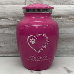 Customer Gallery - Small Paw Prints On My Heart Pet Cremation Urn - Rose Pink