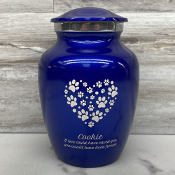 Customer Gallery - Small Pawprint Heart Pet Cremation Urn - Midnight Blue