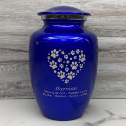 Customer Gallery - Large Pawprint Heart Pet Cremation Urn - Midnight Blue