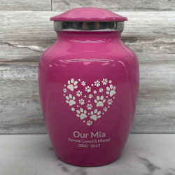 Customer Gallery - Small Pawprint Heart Pet Cremation Urn - Rose Pink
