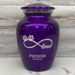 Customer Gallery - Small Infinite Love Pet Cremation Urn - Purple Luster
