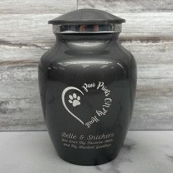 Customer Gallery - Small Paw Prints On My Heart Pet Cremation Urn - Gunmetal Gray